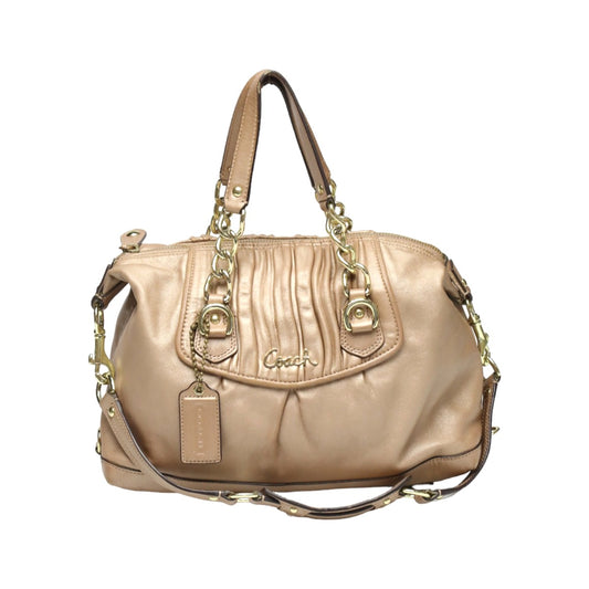 Coach shoulder bag
 Satchel Gathered Leather Ashley Leather F17647 Beige [SS]
 【second hand】 