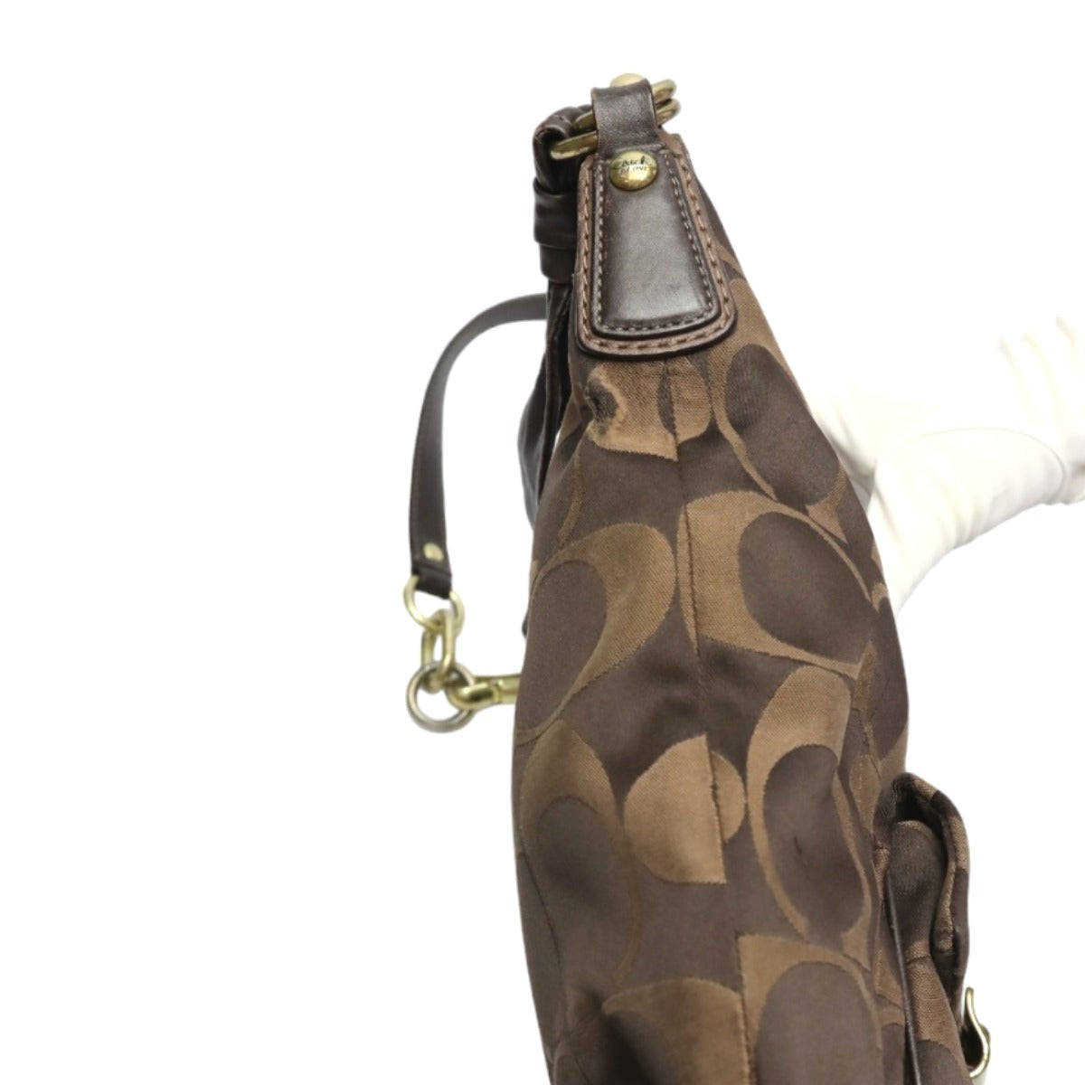 コーチ COACH ハンドバッグ
 2WAYショルダーバッグ キャンバス トートバッグ レザー 14904 ブラウン 【SS】
 【中古】