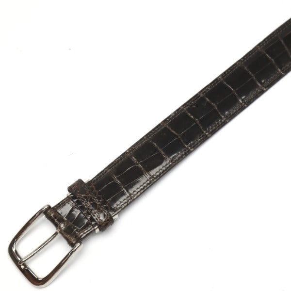 クロコダイル CROCODILE ベルト
 ピンタイプ 全長：107cm ステッチ ブラウン 【SS】
 【中古】
