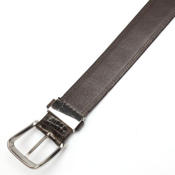 クロコダイル CROCODILE ベルト
 ピンタイプ 全長：107cm ステッチ ブラウン 【SS】
 【中古】
