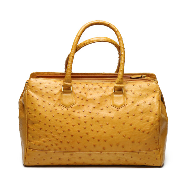 オーストリッチ ostrich ハンドバッグ
 フルポイント 高級革 オーストリッチ キャメル 【H】
 【中古】