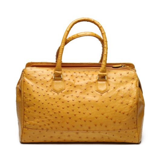 オーストリッチ ostrich ハンドバッグ
 フルポイント 高級革 オーストリッチ キャメル 【H】
 【中古】