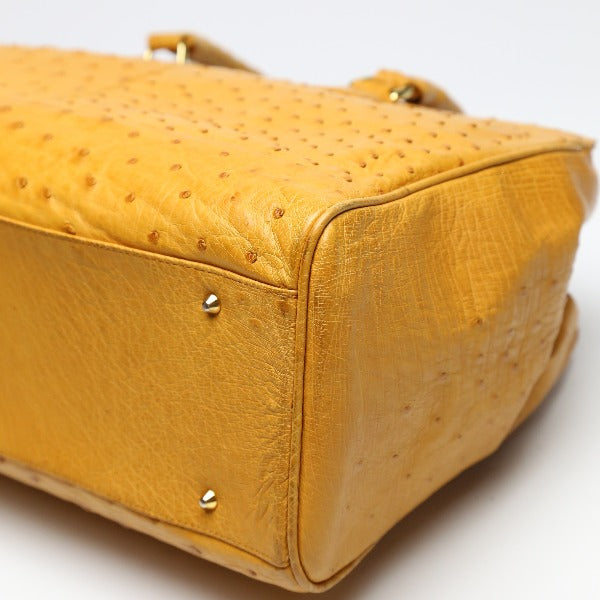 オーストリッチ ostrich ハンドバッグ
 フルポイント 高級革 オーストリッチ キャメル 【H】
 【中古】