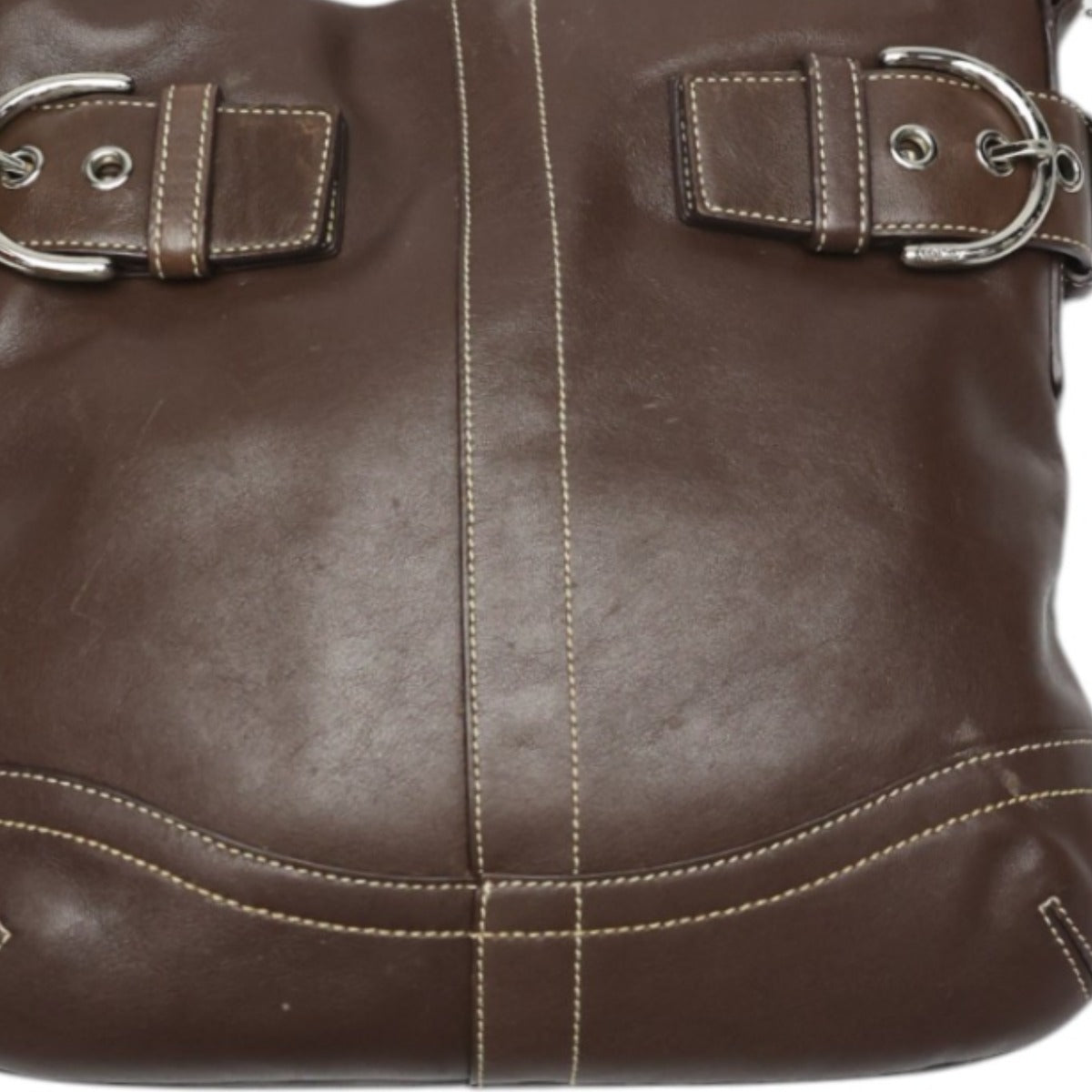 コーチ COACH ショルダーバッグ
 レザーソフトダッフル 斜めかけ 肩掛け レザー 1452 ダークブラウン 【SS】
 【中古】