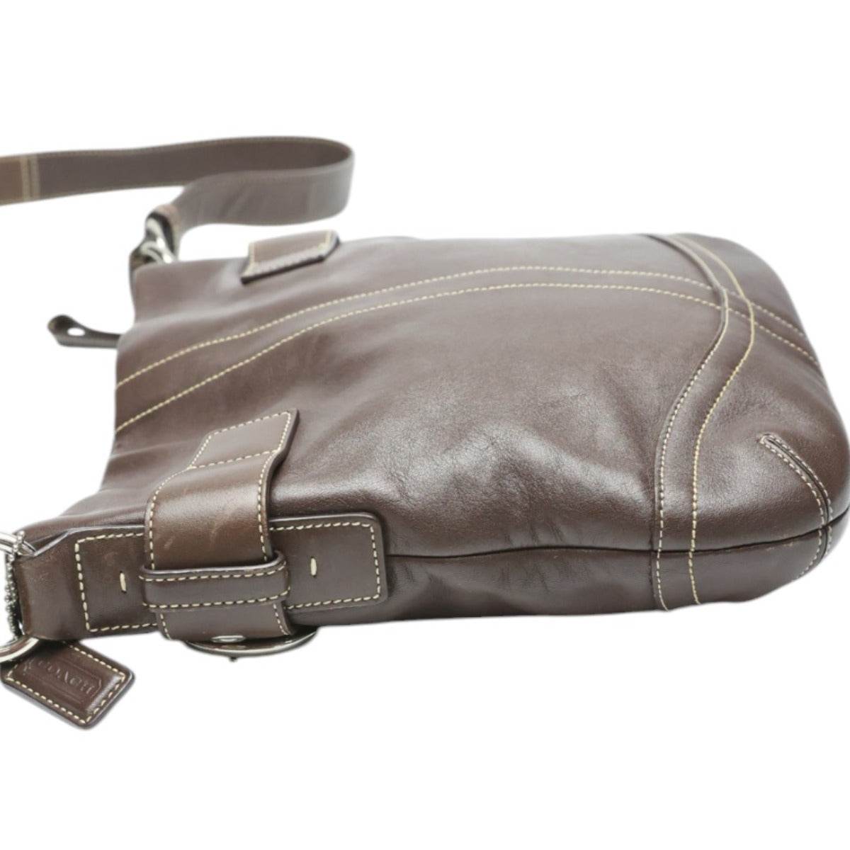 コーチ COACH ショルダーバッグ
 レザーソフトダッフル 斜めかけ 肩掛け レザー 1452 ダークブラウン 【SS】
 【中古】