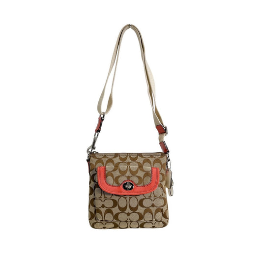 Coach shoulder bag
 Crossbody Signature Leather Brown x Pink [SS]
 【second hand】 
