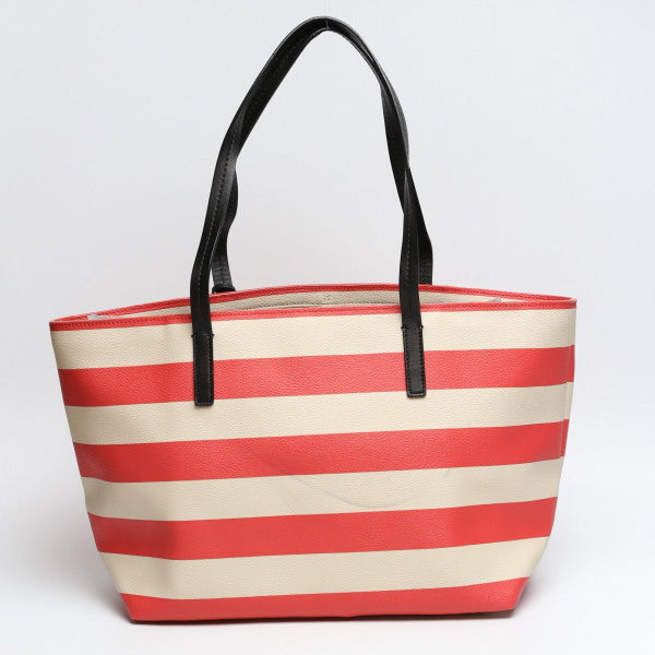 ケイトスペード Kate Spade トートバッグ
 ボーダー マリン PVC レッド×ベージュ 【SS】
 【中古】