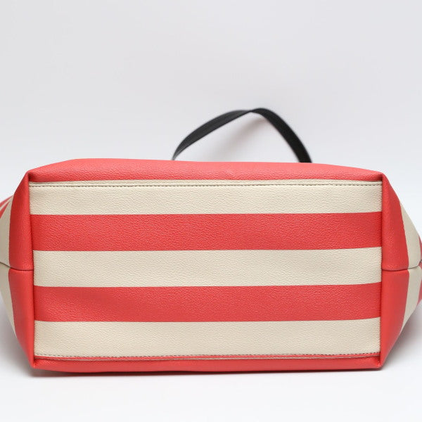 ケイトスペード Kate Spade トートバッグ
 ボーダー マリン PVC レッド×ベージュ 【SS】
 【中古】