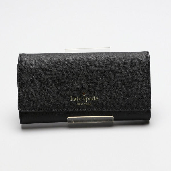 ケイトスペード Kate Spade 長財布
 3つ折り長財布 レザー レザー ブラック 【SS】
 【中古】
