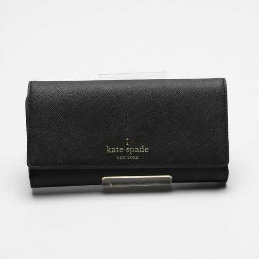 ケイトスペード Kate Spade 長財布
 3つ折り長財布 レザー レザー ブラック 【SS】
 【中古】