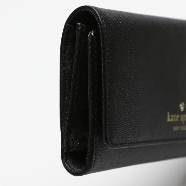 ケイトスペード Kate Spade 長財布
 3つ折り長財布 レザー レザー ブラック 【SS】
 【中古】