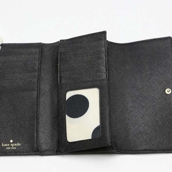 ケイトスペード Kate Spade 長財布
 3つ折り長財布 レザー レザー ブラック 【SS】
 【中古】