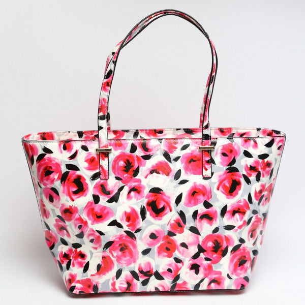 ケイトスペード Kate Spade トートバッグ
 ハンドバッグ 花柄 肩掛け PVC レッド 【SS】
 【中古】