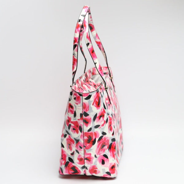 ケイトスペード Kate Spade トートバッグ
 ハンドバッグ 花柄 肩掛け PVC レッド 【SS】
 【中古】
