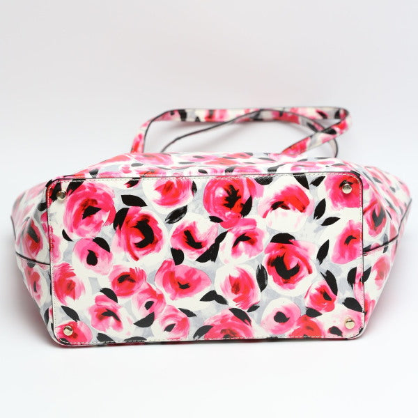 ケイトスペード Kate Spade トートバッグ
 ハンドバッグ 花柄 肩掛け PVC レッド 【SS】
 【中古】