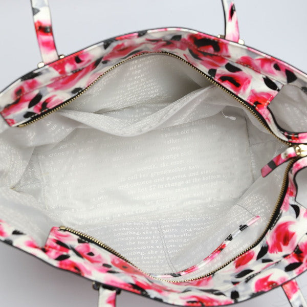 ケイトスペード Kate Spade トートバッグ
 ハンドバッグ 花柄 肩掛け PVC レッド 【SS】
 【中古】