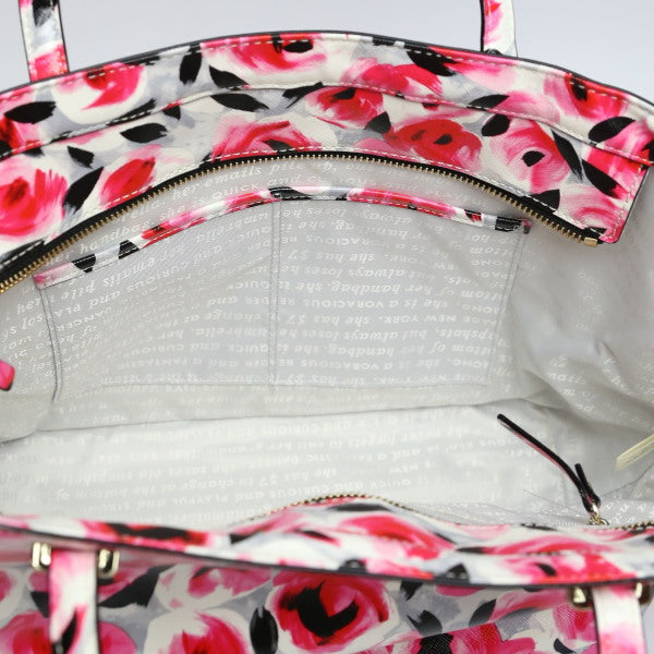 ケイトスペード Kate Spade トートバッグ
 ハンドバッグ 花柄 肩掛け PVC レッド 【SS】
 【中古】