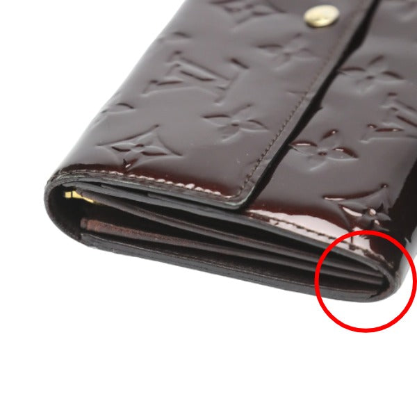 ルイヴィトン LOUIS VUITTON 長財布
 2つ折ファスナー付き長財布 ヴェルニ ポルトフォイユサラ モノグラムヴェルニ M93524 アマラント LV
 【SS】
 【中古】