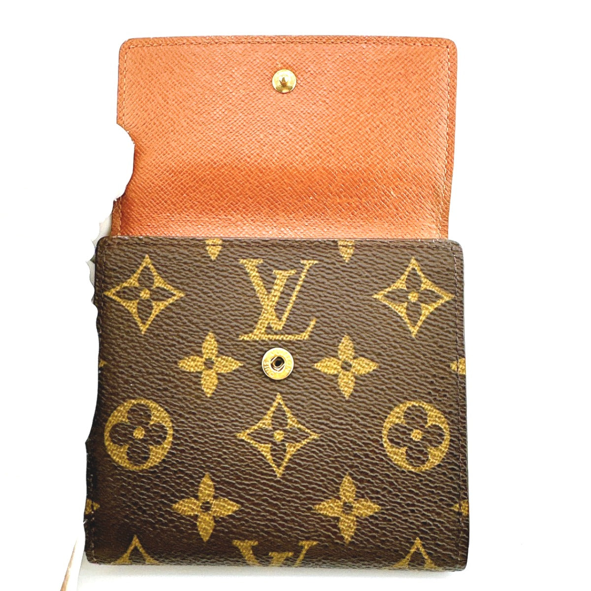 ルイヴィトン LOUIS VUITTON 二つ折り財布
 Wホック財布 モノグラム ポルトフォイユ モノグラムキャンバス M61654 ブラウン LV
 【SS】
 【中古】