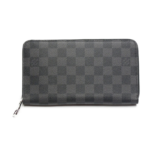 Louis Vuitton LOUIS VUITTON Long Wallet
 Zippy Organizer Damier Graphite Round Zipper Damier Graphite Canvas N63077 Black LV
 [SS]
 【second hand】 