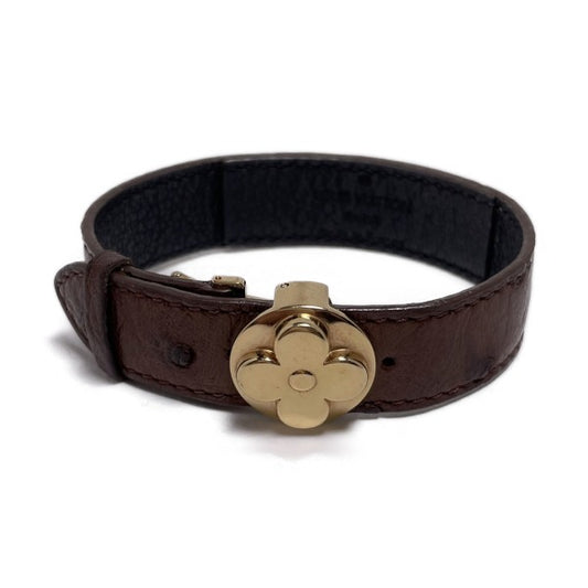 LOUIS VUITTON Bracelets
 Ostrich Good Luck Bracelet M64441 Brown LV
 [SS]
 【second hand】 