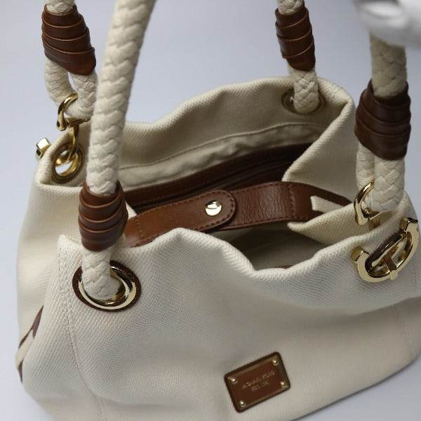 Michael Kors Tote Bag
 Rope bag canvas marine style white x brown [SS]
 【second hand】 