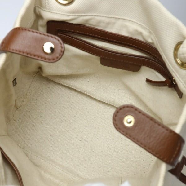 Michael Kors Tote Bag
 Rope bag canvas marine style white x brown [SS]
 【second hand】 