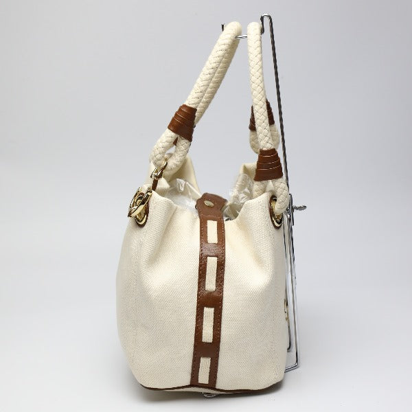 Michael Kors Tote Bag
 Rope bag canvas marine style white x brown [SS]
 【second hand】 