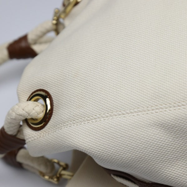 Michael Kors Tote Bag
 Rope bag canvas marine style white x brown [SS]
 【second hand】 