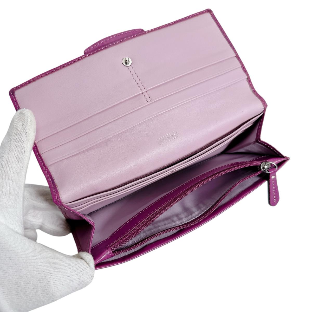 コーチ COACH 長財布
 長財布 シグネチャー キャンバス 43412 ブラウン×パープル 【SS】
 【中古】