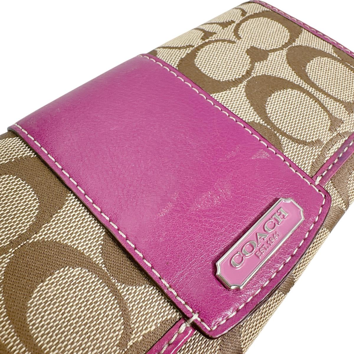 コーチ COACH 長財布
 長財布 シグネチャー キャンバス 43412 ブラウン×パープル 【SS】
 【中古】
