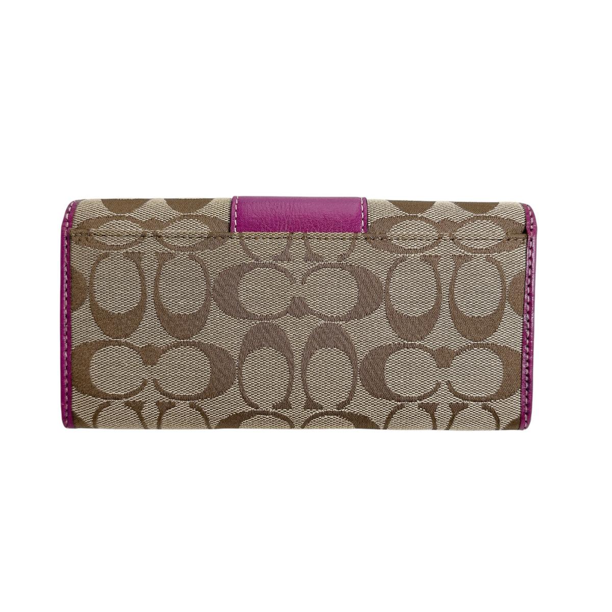 コーチ COACH 長財布
 長財布 シグネチャー キャンバス 43412 ブラウン×パープル 【SS】
 【中古】