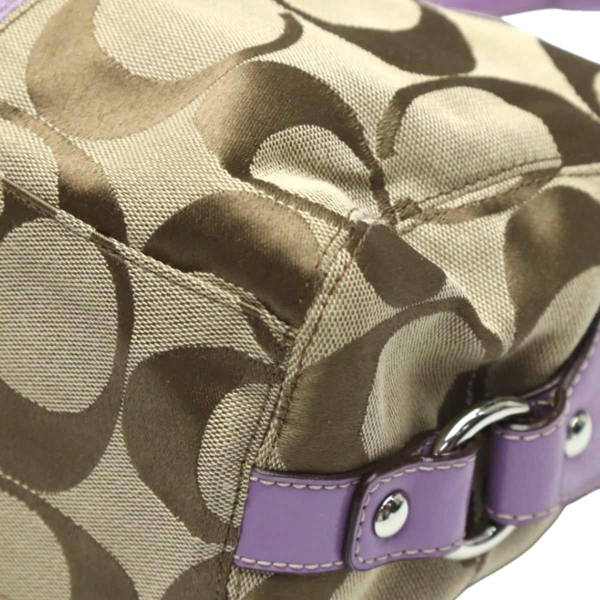 Coach shoulder bag
 2WAY Big Signature Crossbody Leather F17432 Khaki x Purple [SS]
 【second hand】 