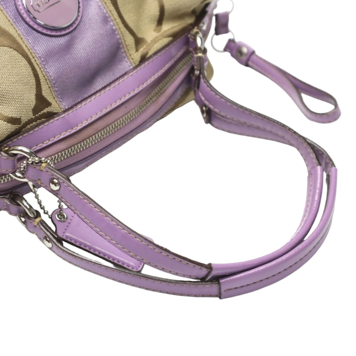 Coach shoulder bag
 2WAY Big Signature Crossbody Leather F17432 Khaki x Purple [SS]
 【second hand】 