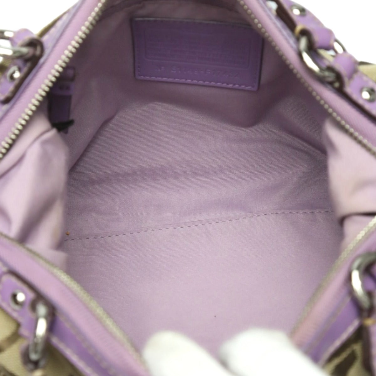 Coach shoulder bag
 2WAY Big Signature Crossbody Leather F17432 Khaki x Purple [SS]
 【second hand】 