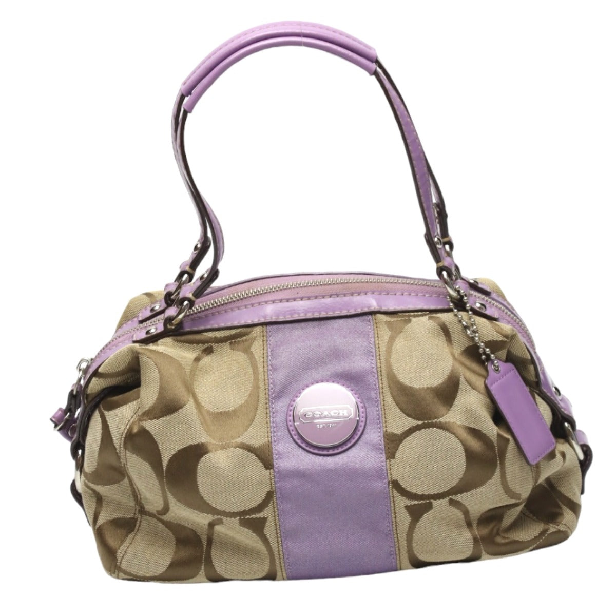 Coach shoulder bag
 2WAY Big Signature Crossbody Leather F17432 Khaki x Purple [SS]
 【second hand】 