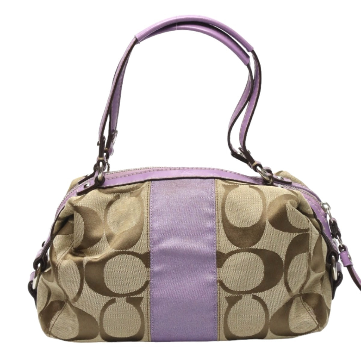 Coach shoulder bag
 2WAY Big Signature Crossbody Leather F17432 Khaki x Purple [SS]
 【second hand】 