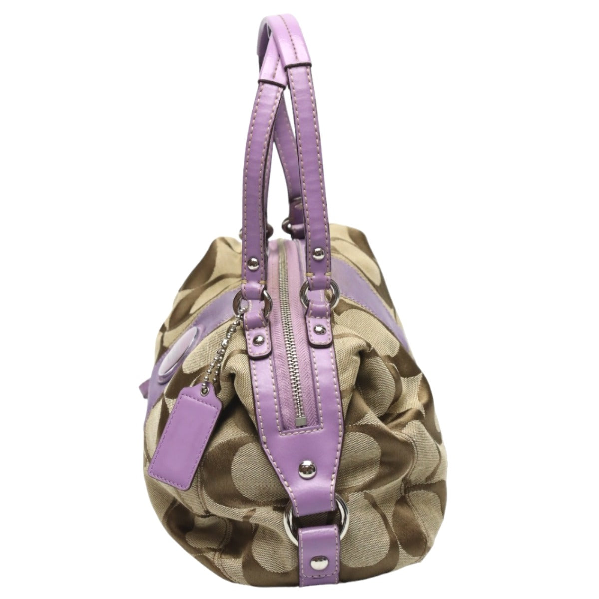 Coach shoulder bag
 2WAY Big Signature Crossbody Leather F17432 Khaki x Purple [SS]
 【second hand】 