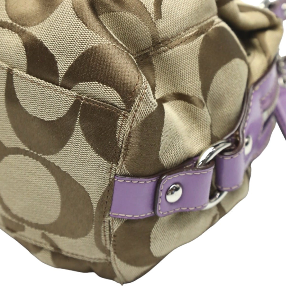 Coach shoulder bag
 2WAY Big Signature Crossbody Leather F17432 Khaki x Purple [SS]
 【second hand】 