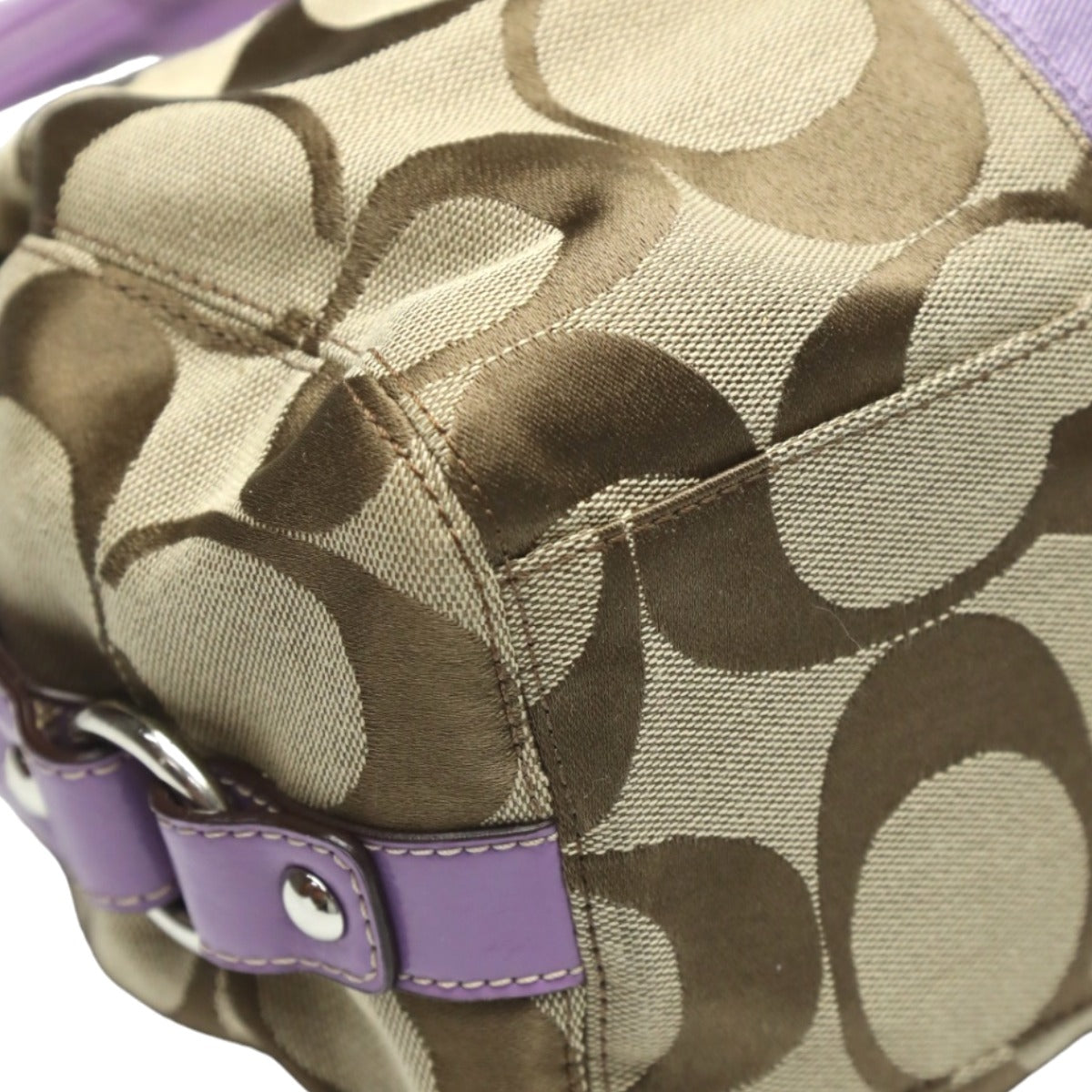 Coach shoulder bag
 2WAY Big Signature Crossbody Leather F17432 Khaki x Purple [SS]
 【second hand】 