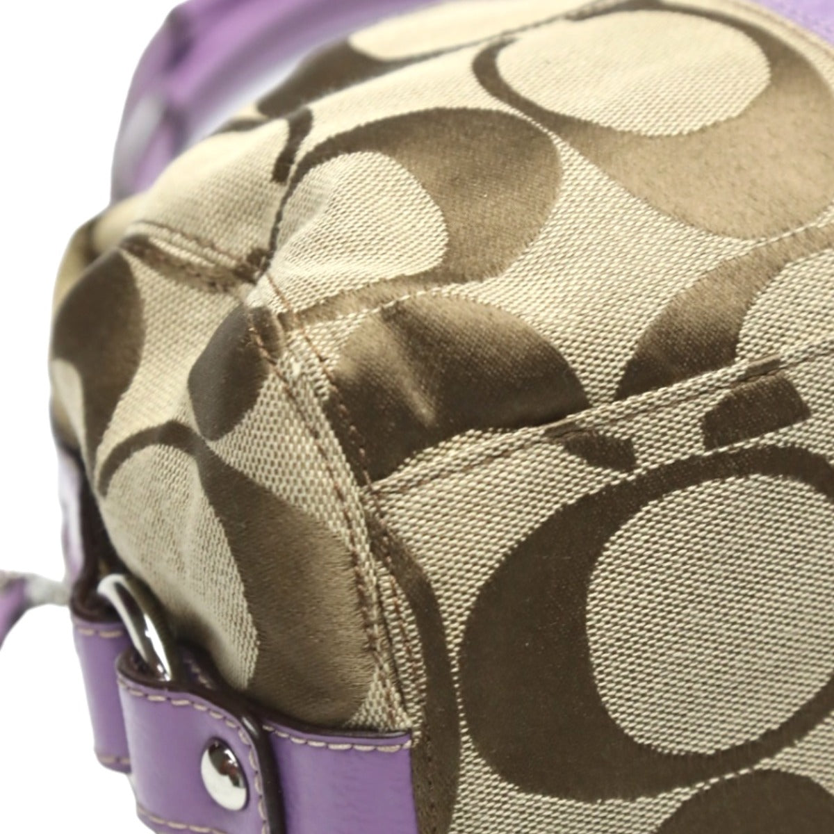 Coach shoulder bag
 2WAY Big Signature Crossbody Leather F17432 Khaki x Purple [SS]
 【second hand】 