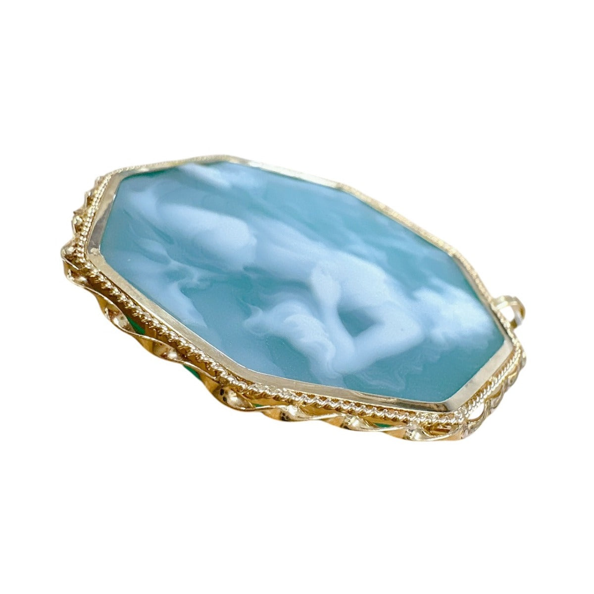 ペンダントトップ
 gold K18 カメオ K18ゴールド グリーン 【SS】
 【中古】