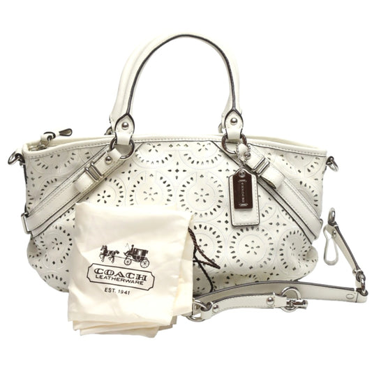 コーチ COACH ハンドバッグ
 マディソン パンチング 2WAY レザーカット オプアートレザーソフィア シラカワ レザー 16997 ホワイト 【SS】
 【中古】