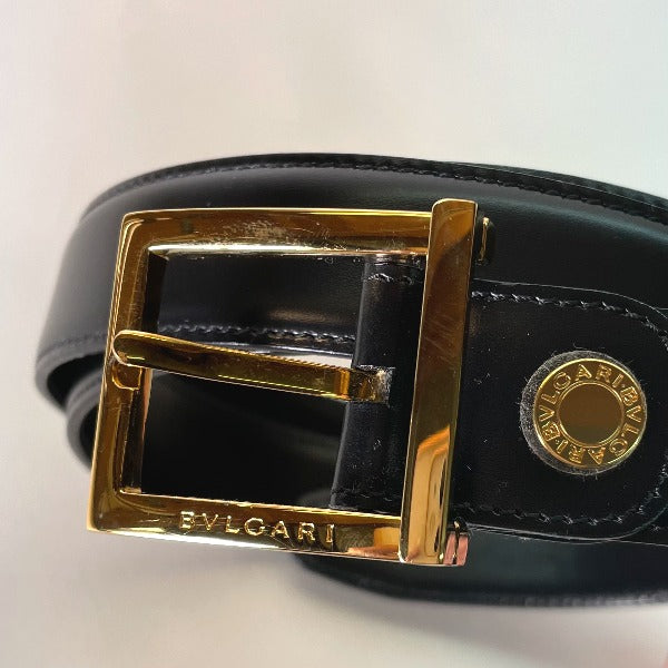 BVLGARI Belt
 Pin type leather black [SS]
 【second hand】 