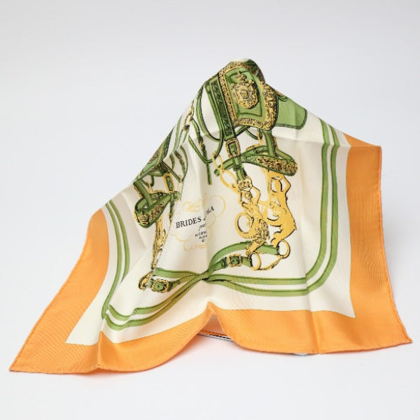 エルメス HERMES スカーフ
 ハンカチーフ プチカレ ガウロッシュシルクツイル シルク カレ45 オレンジ 【SS】
 【中古】