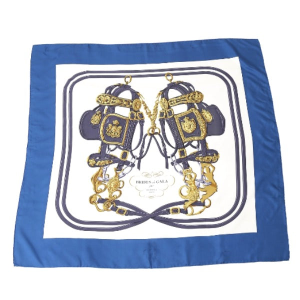 HERMES Scarf
 100% Silk BRIDES de GALA Carré 90 Silk Blue [SS]
 
【second hand】 