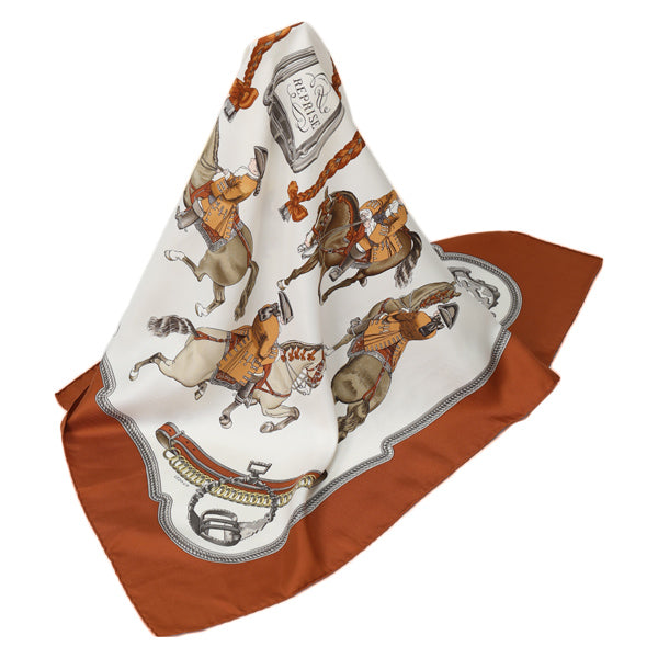 HERMES Scarf
 Carré 90 Scarf Horseback REPRISE Silk Carré 90 Brown [SS]
 【second hand】 