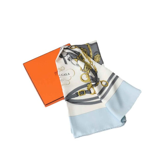 HERMES Scarf
 Scarf Carre 90 Silk Light Blue [SS]
 【second hand】 