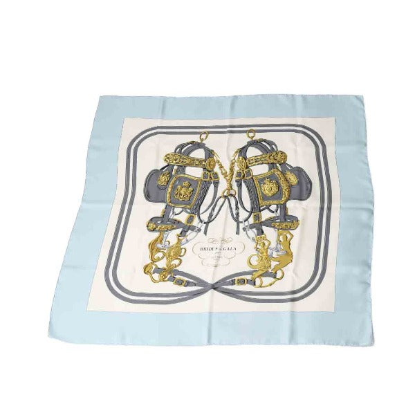 HERMES Scarf
 Scarf Carre 90 Silk Light Blue [SS]
 【second hand】 