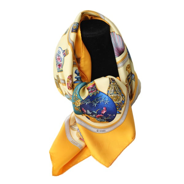 HERMES Scarf
 Carre 90 Scarf Silk Twill Silk Perfume Bottle Yellow [SS]
 【second hand】 